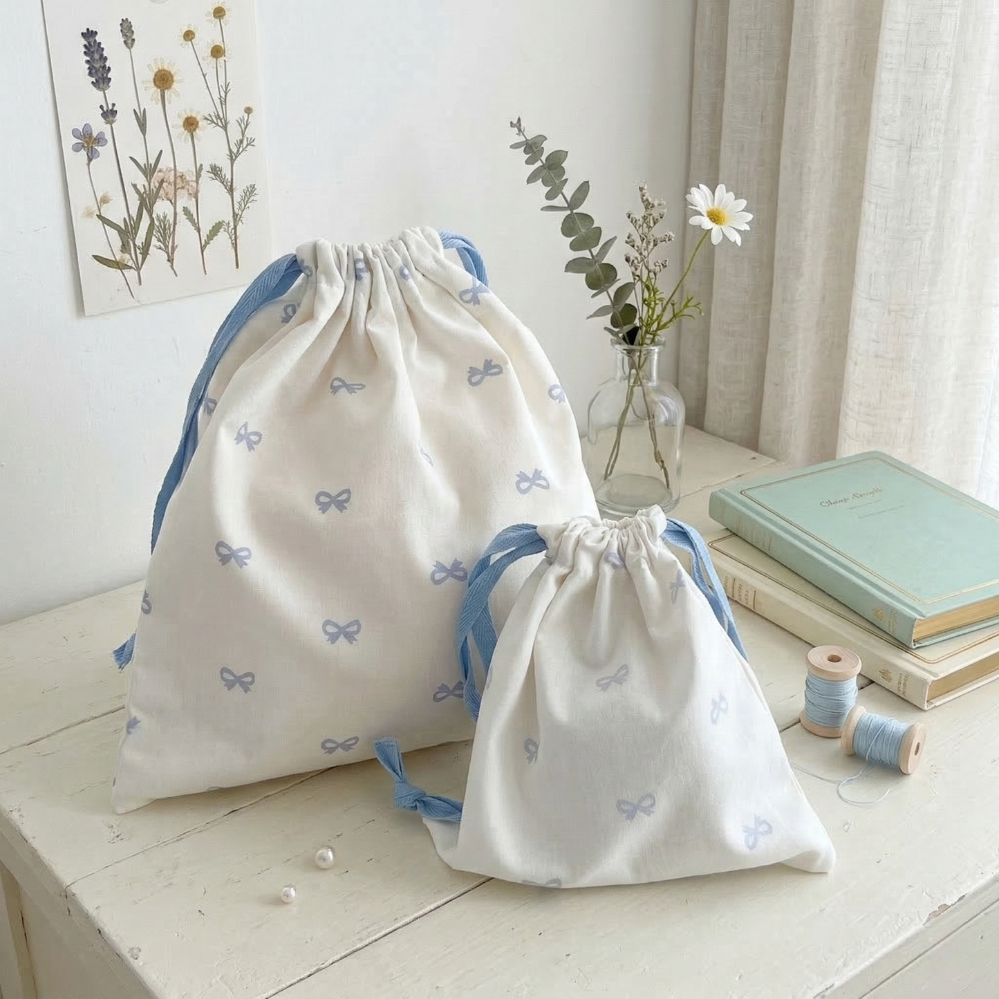 Ribbon Bow Drawstring Pouch