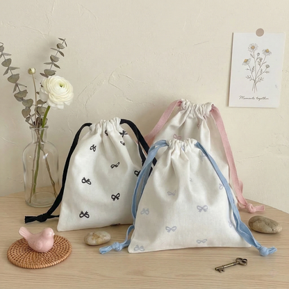 Ribbon Bow Drawstring Pouch