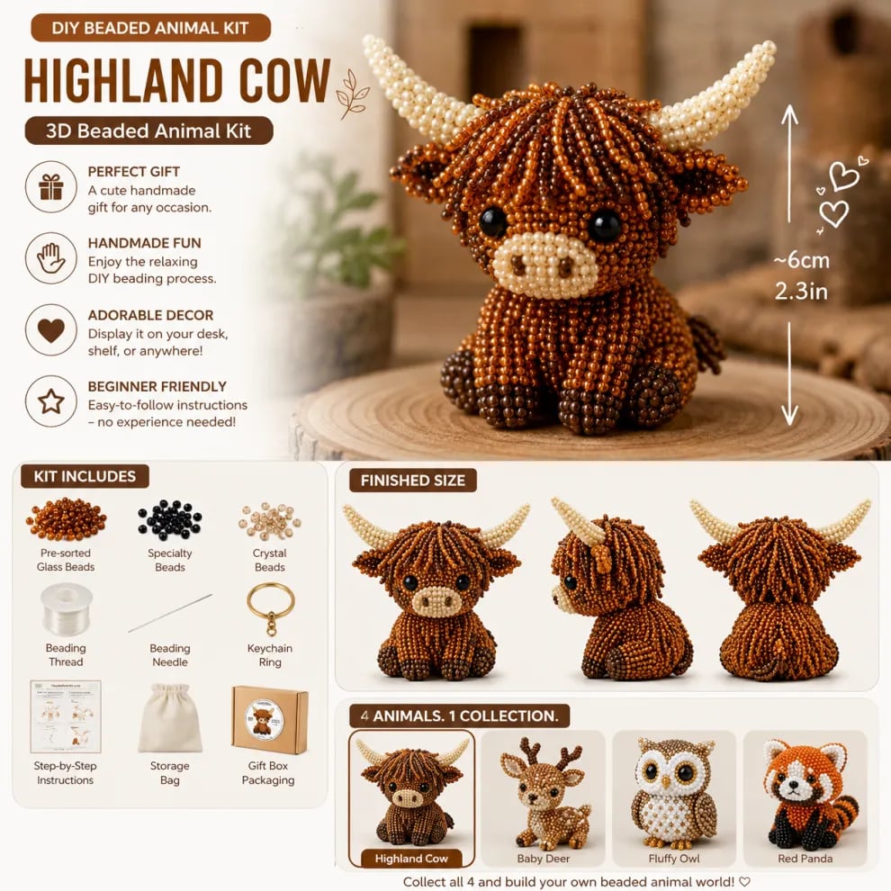 🏆✨ 15 Minutes Away From Your Phone.🧵✨Petite 3D Beaded Animal Craft Kit